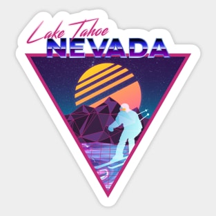 Retro Vaporwave Ski Mountain | Lake Tahoe Nevada | Shirts, Stickers, and More! Sticker